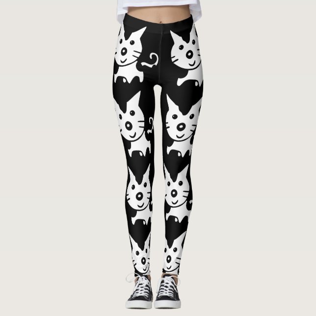 LEGGINGS IMPRIMER CAT YOGA PANTS NOIR (Devant)