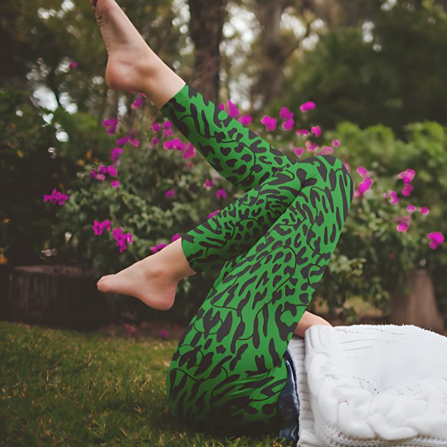 Leggings Imprimer Green Leopard Safari (Créateur téléchargé)