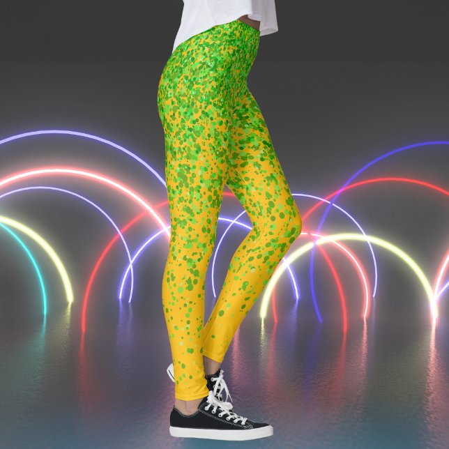 Leggings Imprimer les taches orange jaune et verte (Yellow Orange and Green Freckles Print Leggings)