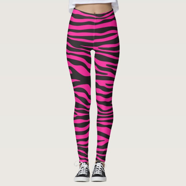 Leggings Imprimer Zèbre rose et noir (Devant)