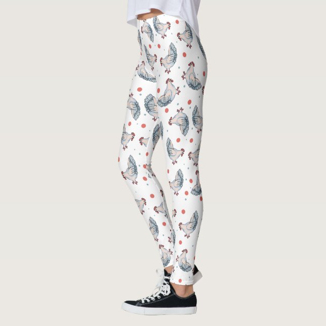 Leggings imprimés de poulets et de pois (Gauche)