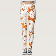 Leggings imprimés de renards automnaux mignons