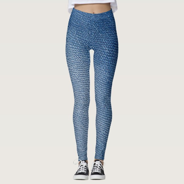 Leggings imprimés entièrement de motif de jeans bl (Devant)