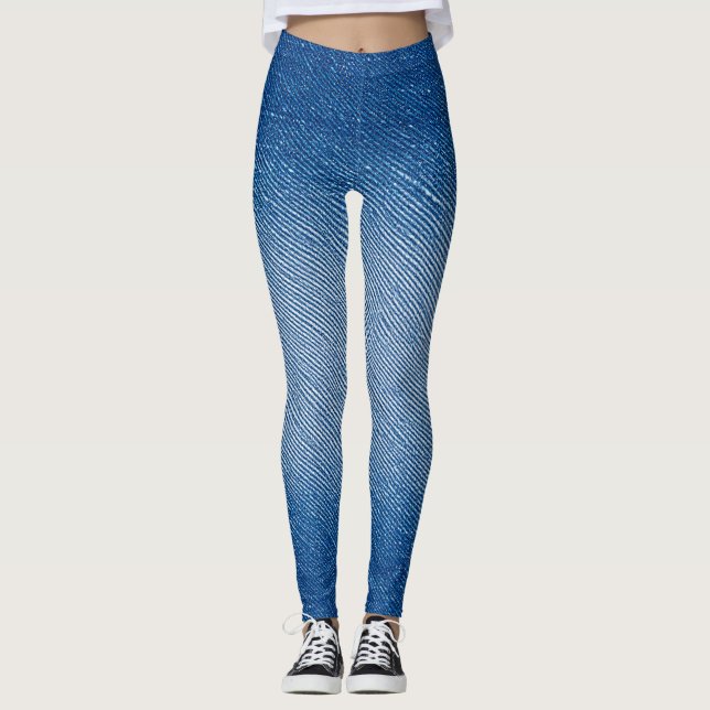 Leggings imprimés entièrement de motif de jeans bl (Devant)