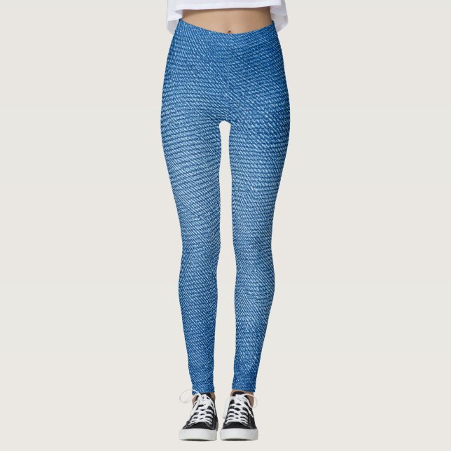 Leggings imprimés entièrement de motif de jeans bl (Devant)