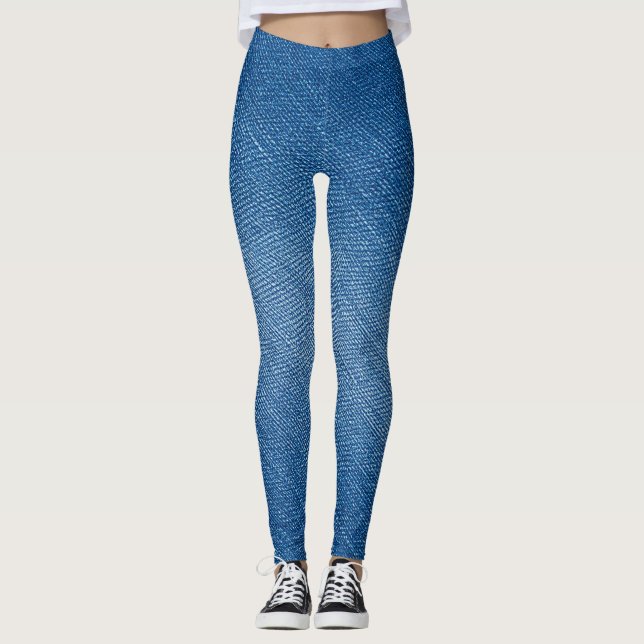 Leggings imprimés entièrement de motif de jeans bl (Devant)