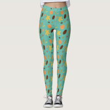 Leggings imprimés feuille bleu clair | Style pour