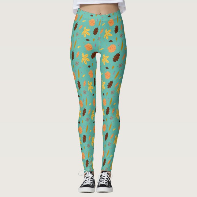 Leggings imprimés feuille bleu clair | Style pour  (Devant)