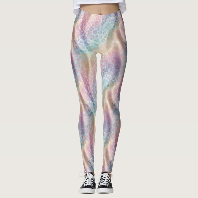 Leggings imprimés léopard arc-en-ciel pastel (Devant)