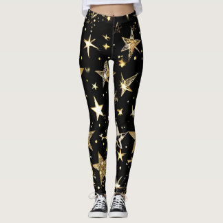 Leggings imprimés partout Black & Gold Stars