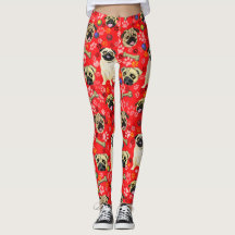 Leggings imprimés Pug rouge