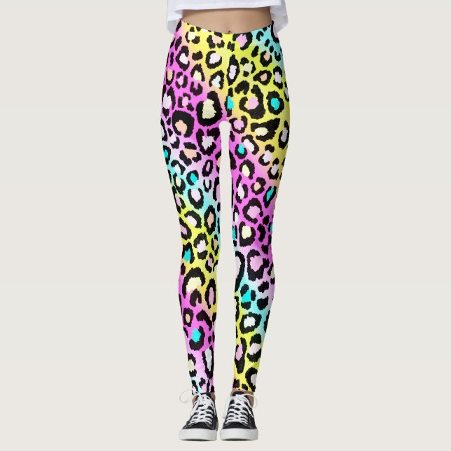 Leggings imprimés Rainbow Cheetah (Devant)