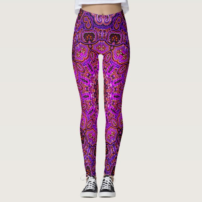 Leggings imprimés tout en rose vif (Devant)