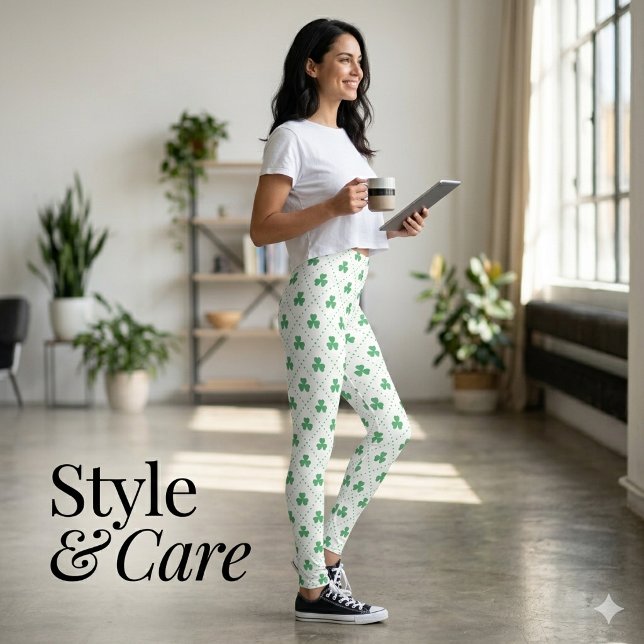 Leggings imprimés trèfle élégants pour une tenue d (Stylish Clover Print Leggings for Casual Wear)