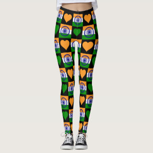 Leggings Inde Drapeau Coeur Motif mignon Patriotique Indien