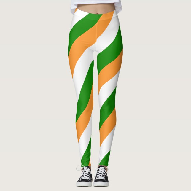 Leggings Inde Drapeau national couleurs diagonales triées (Devant)
