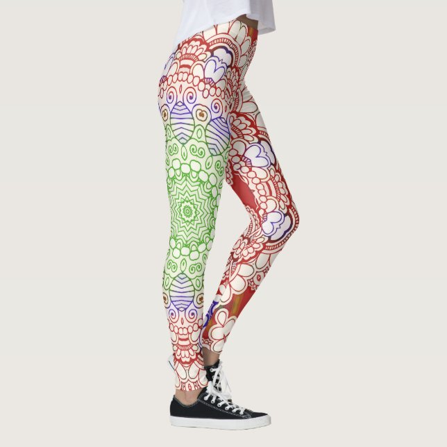 Leggings Inde Mehndi Style Mandala - bleu rouge (Droite)