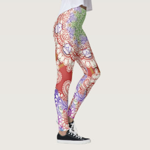 Leggings Inde Mehndi Style Mandala - bleu rouge