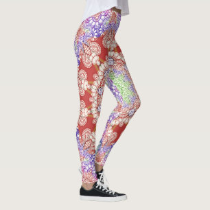 Leggings Inde Mehndi Style Mandala - bleu rouge