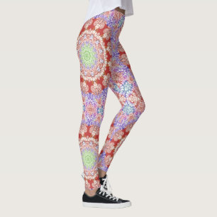 Leggings Inde Mehndi Style Mandala - bleu rouge