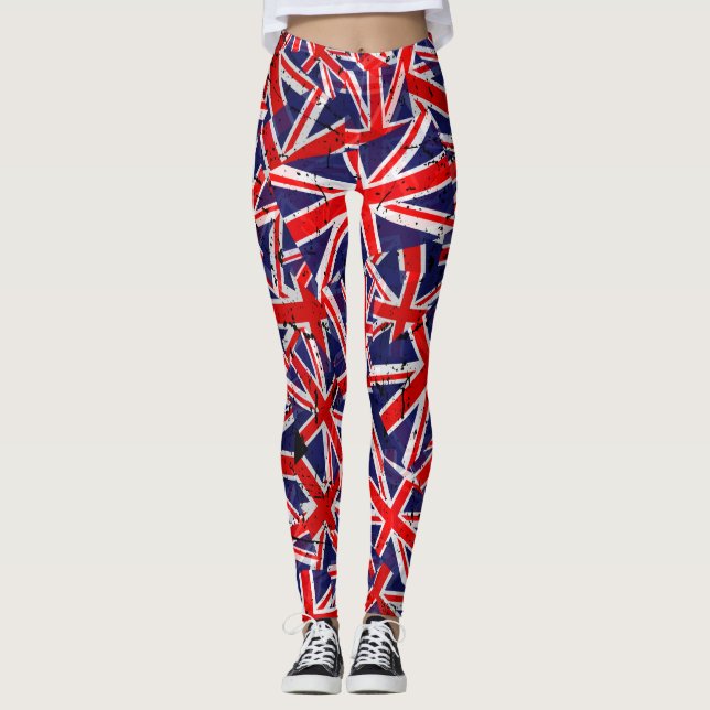 Leggings Indicateur Union Jack | Drapeau du Royaume-Uni | D (Devant)
