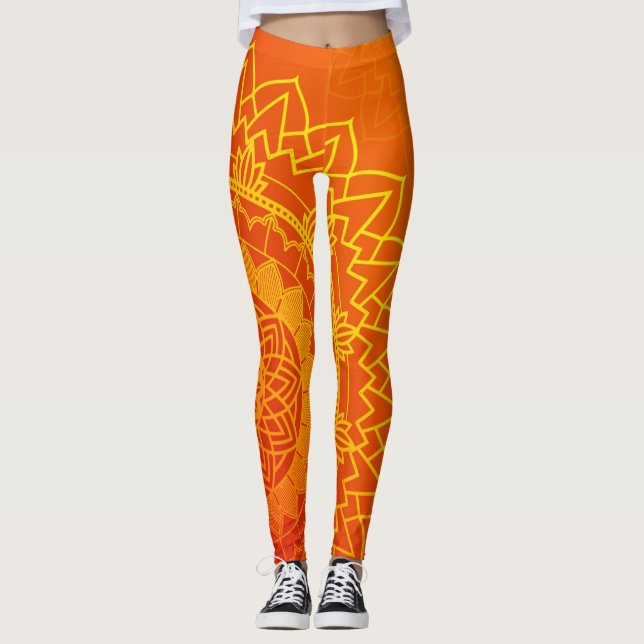Leggings Indien Mandala Jaune Orange (Devant)
