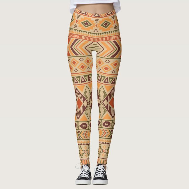 Leggings Indien péruvien : Tribal Geometry Seamless (Devant)