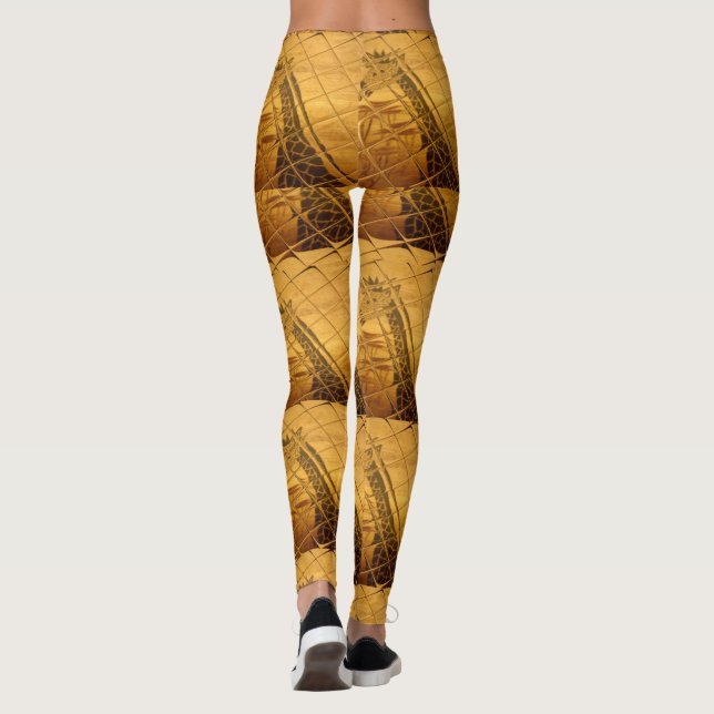 Leggings Infinie Golden Giraffe Animal Motif Art Imprimer (Dos)