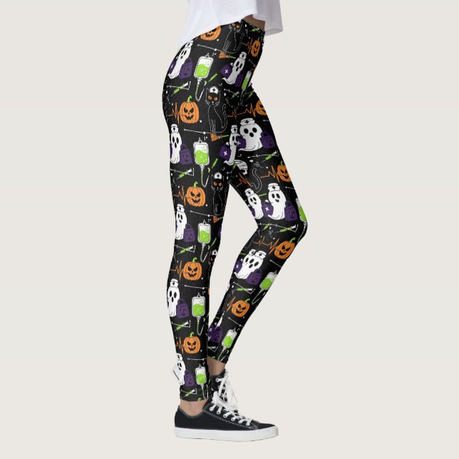 Leggings Infirmière d'Halloween Fantôme Citrouille Crâne Ch (Droite)