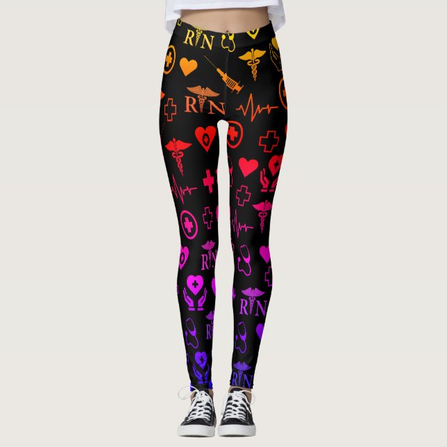 Leggings Infirmière RN Médicale Black Multi (Devant)