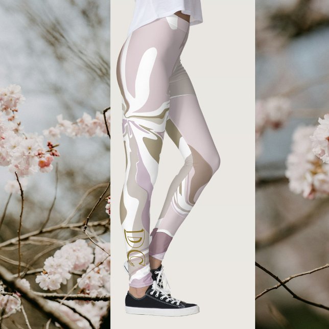 Leggings Initiales en marbre mignon rose rose rose rose ros (Créateur téléchargé)