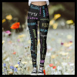 Leggings Inspiration Motivationnelle Noir et Pastel Yoga<br><div class="desc">Inspirationnel et motivationnel mode noir / leggings de yoga! Imprimé d'un bout à l'autre, avec des phrases que vous pouvez personnaliser en blanc et jaune pastel, bleu, vert et violet. Les mots incluent "Profitez de la vie", "croyez", "Relax", "Soyez heureux", "réfléchissez", "Persévérez", et plus encore - et vous pouvez facilement...</div>