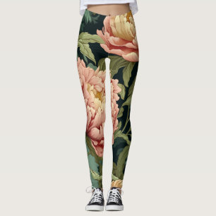 Leggings Inspiré par William Morris, Peony Floral