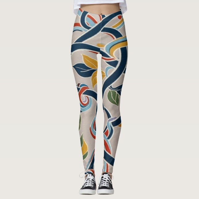Leggings Interwoven Vines in Vibrant Harmony (Devant)