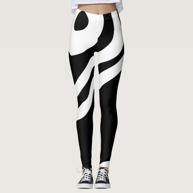 Leggings Into Deep : Abstrait noir & blanc (Devant)