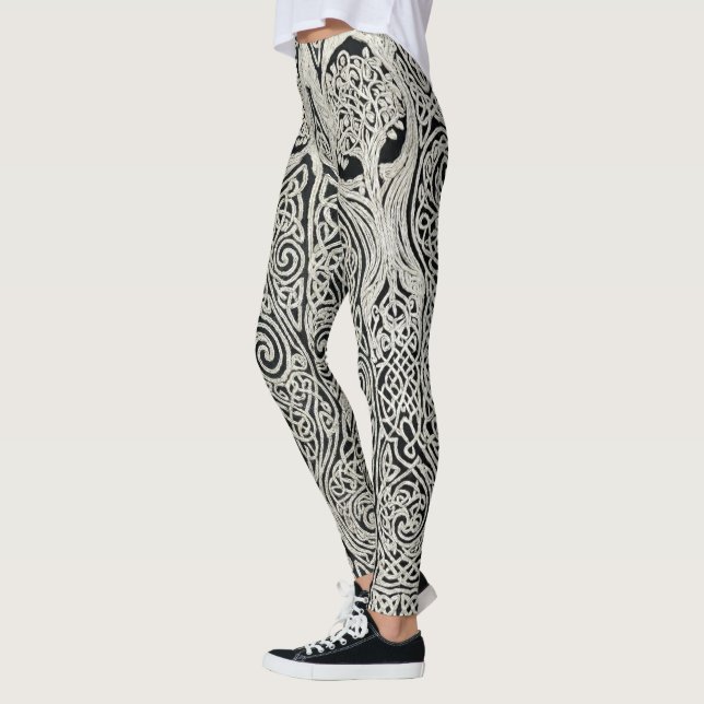 Leggings Intricate Celtic Tree of Life Knotwork Design (Gauche)
