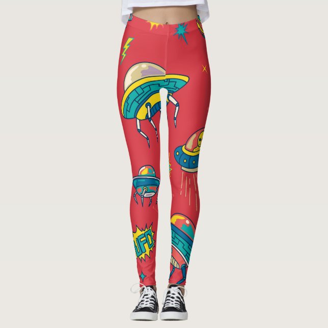 Leggings Inventaires d'espace UFO rétro (Devant)