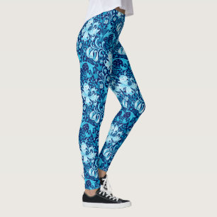Leggings Iris de William Morris et lis, bleu d'indigo