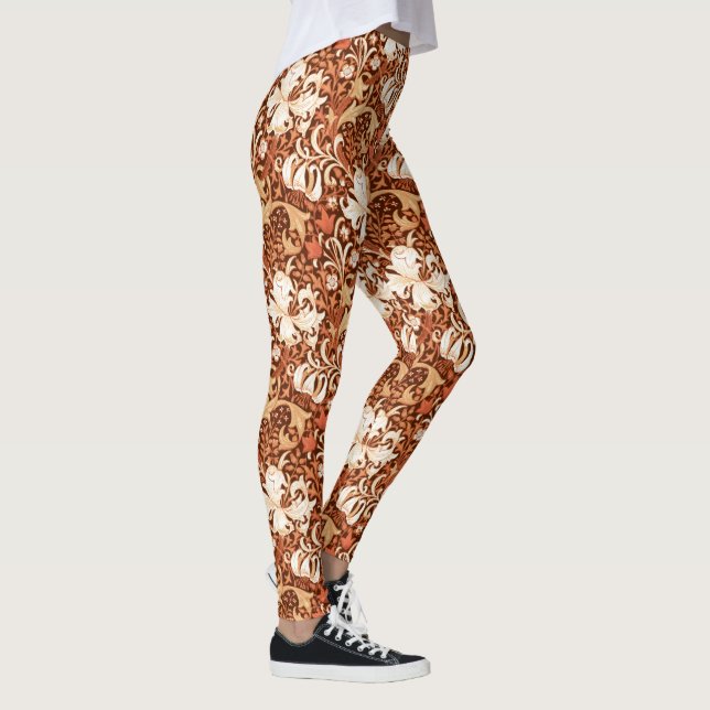 Leggings Iris et lis de William Morris, brun et Tan (Droite)