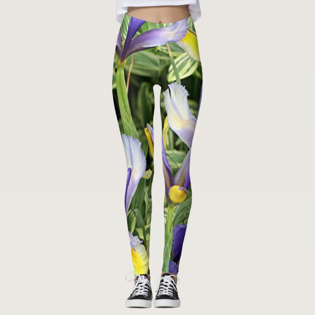 Leggings Iris jaunes et violets (Devant)