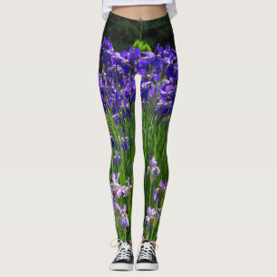Leggings Irises tons violet et vert