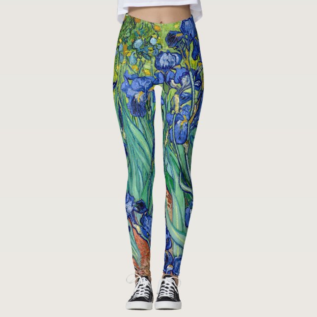 Leggings Irises Vincent Van Gogh Fleurs Bleues Nature Art (Devant)