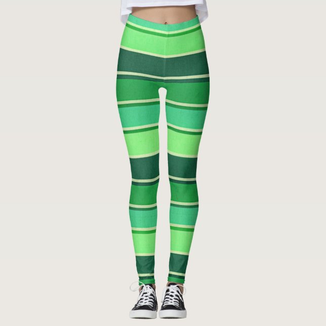 Leggings Irish Green Stripe Patern St Patrick's Day (Devant)