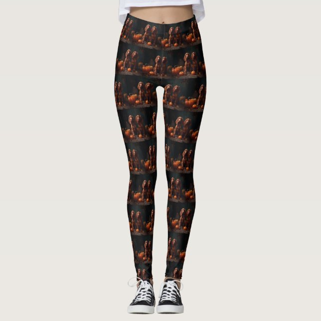Leggings Irlandais Red Setter Chiot Automne Citrouille de p (Devant)
