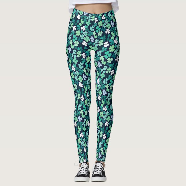 Leggings Irlandais St. Patrick's Day Four Leaf Clover (Devant)