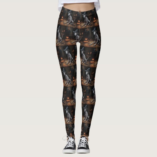 Leggings Italien Greyhound Citrouille Halloween effrayant (Devant)