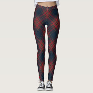 Leggings Jacquard bleu de la Marine rouge Tartan Plaid Moti