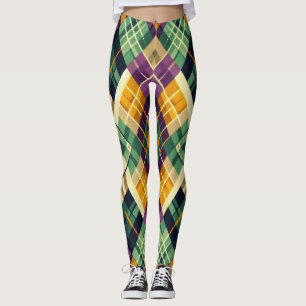 Leggings Jacquard Mardi Gras jaune violet vert