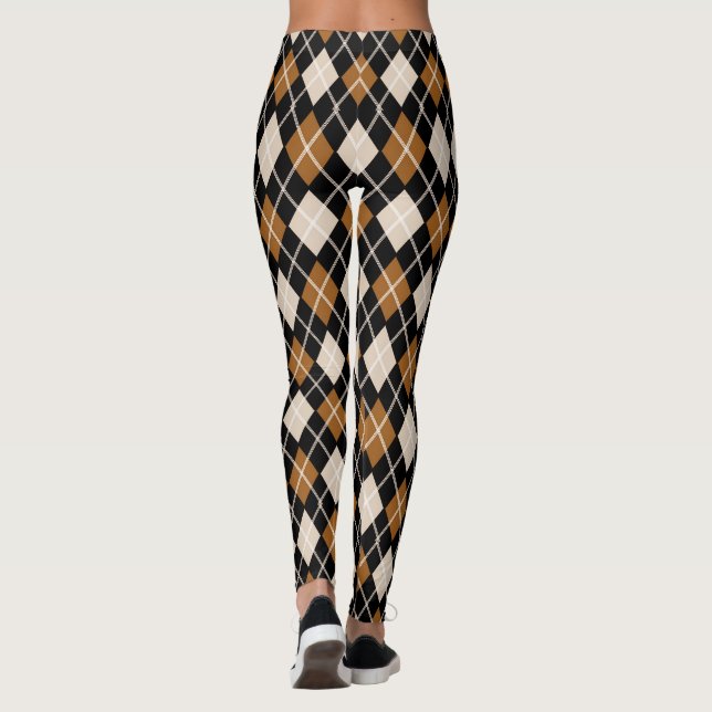 Leggings Jacquard Motif noir et Brown sans couture (Dos)