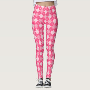 Leggings Jacquard rose chaud Plaid Preppy